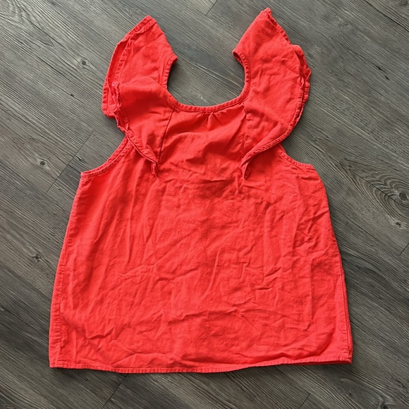 Red flowy ruffle sleeve blouse - Picture 3 of 3